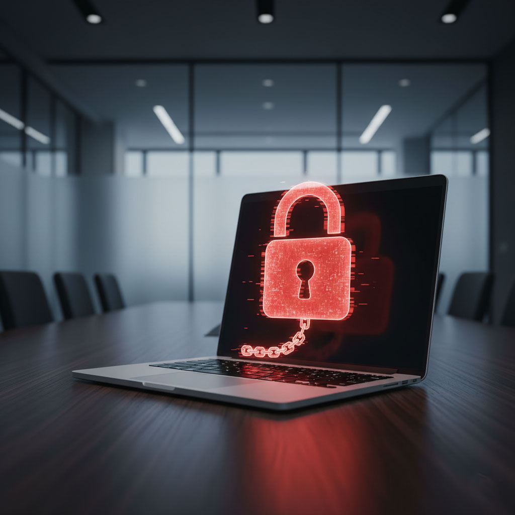 Ransomware Protection: 3 Common Ways Attackers Get In A conceptual image of a digital padlock, illustrating the need for the ransomware protection businesses require.