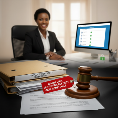 A row of old metal filing cabinets, representing a risk to HR compliance in Zambia.